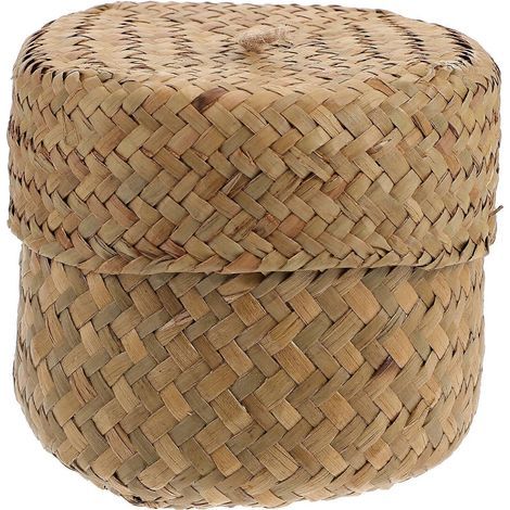 Handgewebter Blumenkorb, Geschenkbox, Mini-Behälter mit Deckel – 13,00 x 13,00 x 10,50 cm (1/4)