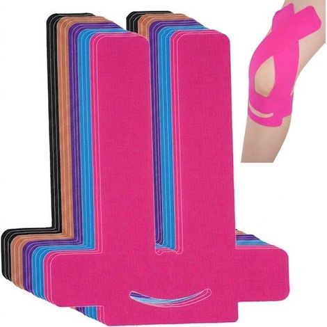 Lot de 15 bandes de kinésiologie grand format pour le genou, prédécoupées, imperméables et élastiques, idéales pour le sport, le fitness et le cyclisme. Couleurs disponibles : bleu ciel, rose rougeâtr (1/5)