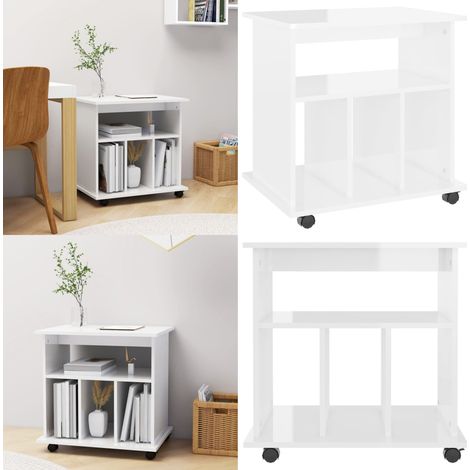 Rollschrank Hochglanz-Weiß 60x45x60 cm Holzwerkstoff - Rollschränkchen - Schreibtischorganizer - Bürobedarf - Weißer Schrank - Regal - Home & Living (1/5)