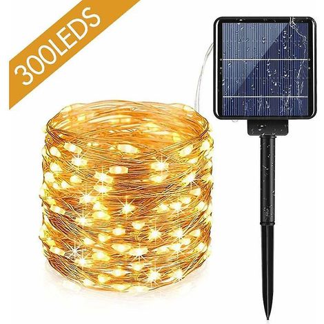 guirlande Lumineuse Solaire Extrieure 10m 100 Leds Avec 8 Modes D'clairage, Chane De Lumire Solaire Tanche Pour Jardin, Terrasse, Balcon, Cour, Ma (1/5)