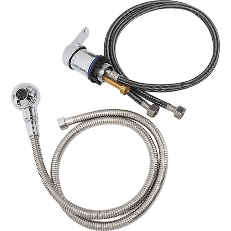 Rotin de Lavabo de Salon avec Mitigeur Eau Chaude/Froide, Kit Pulvérisateur pour Coiffeur, Flexible en Cuivre 120cm, Robinet de Remplacement pour Coiffure (1/5)