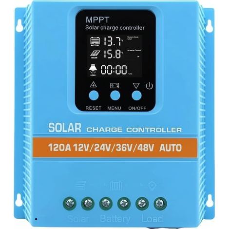 Contrôleur de charge solaire 120 A 12 V 24 V 36 V 48 V reconnaissance intelligente écran LCD batterie régulateur intelligent maximum 100 V entrée double USB pour batterie au plomb / lithium (1/5)