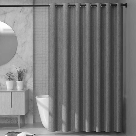 Cortina de ducha opaca de 180 x 180 cm con 12 ojales y ganchos metálicos, impermeable y decorativa, con dobladillo lastrado. Lavable a máquina. (1/5)