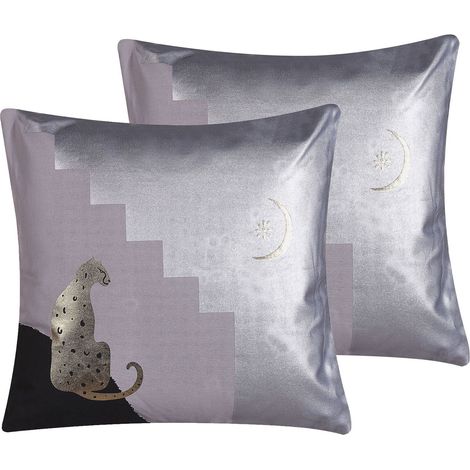 Dekokissen 2er Set DIGITALIS Baumwolle 45 x 45 cm Grau Abstraktes Muster (1/5)