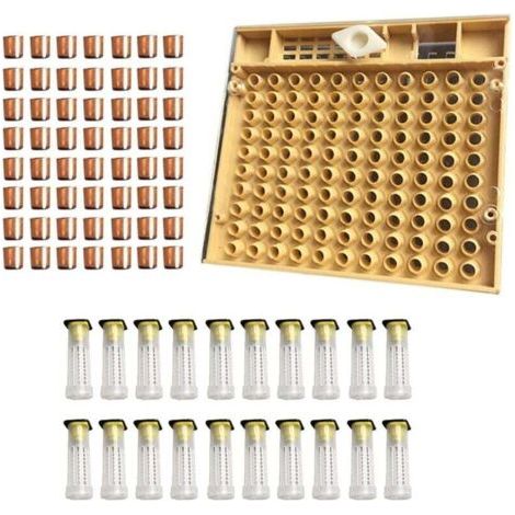 BARKBUSTERS  Kit Élevage Reine Apiculture 110 Pièces avec Tasses Cellules Abeilles en Plastique et Cage (1/4)