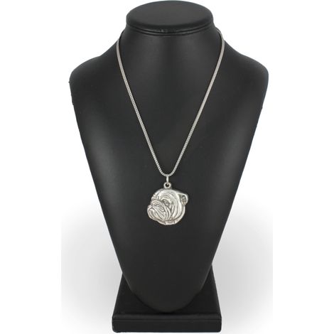 Bulldog inglés, Bulldog III: collar para perro, colgante para perro en una cadena de plata, joyería única de Art-Dog (1/5)