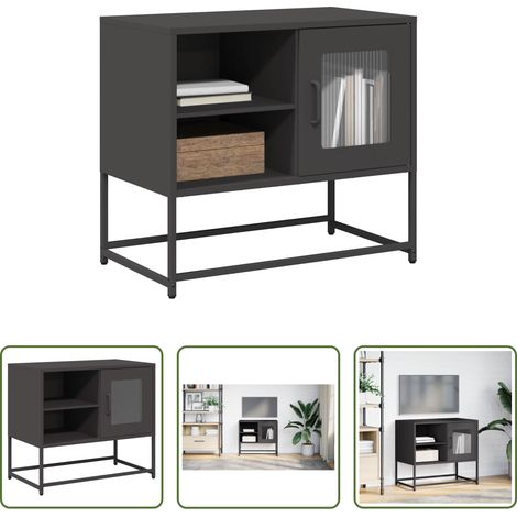 vidaXL Stauraum - TV-Schrank Schwarz 68x39x60,5 cm Stahl (1/5)