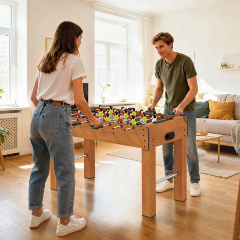 Table de football professionnel pour famille - 122×61×80,7 cm - 22 joueurs - de loisirs - 2 balles et compteur - table de jeu interactive