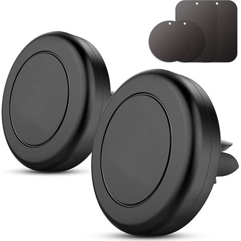 Support magnétique pour téléphone de voiture, lot de 2, support magnétique universel pour grille d'aération, compatible avec les téléphones portables et les mini-tablettes, avec technologie de fixatio (1/5)