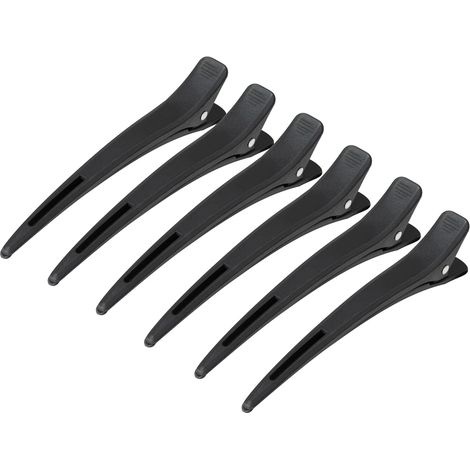 Pinzas de peluquería Carbon E-15, 6 unidades, 11,5 cm, color negro. (1/2)