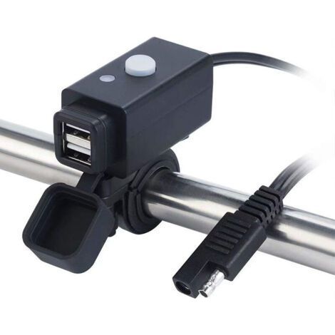 Chargeur USB étanche pour moto avec interrupteur, chargeur de batterie externe double port 5V, ports de charge intelligents étanches avec interrupteur marche/arrêt pour iPhone, Samsung, GPS, etc. (1/5)