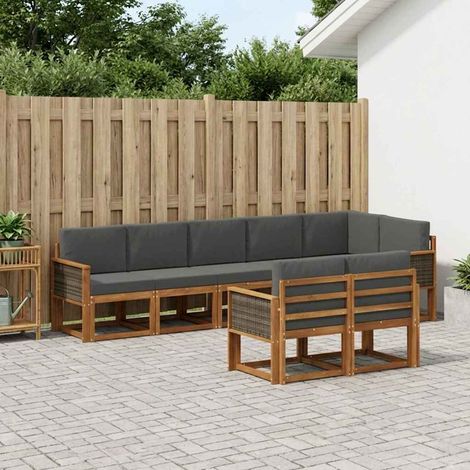 vidaXL Outdoor-Sofagarnitur 8 Stk. Natur und Anthrazit Polyester (1/5)