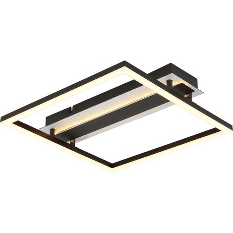 LED Deckenleuchte Deckenlampe Wohnzimmerlampe Rechteckig Schwarz Metall L 36 cm (1/5)