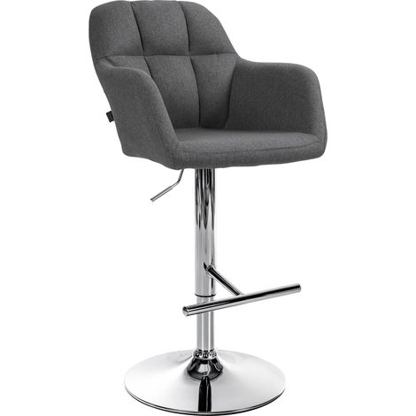 Sgabello da bar seggiolone x1 Funzione di rotazione a 360° in tessuto grigio scuro con cuciture decorative base in metallo cromato 100005274