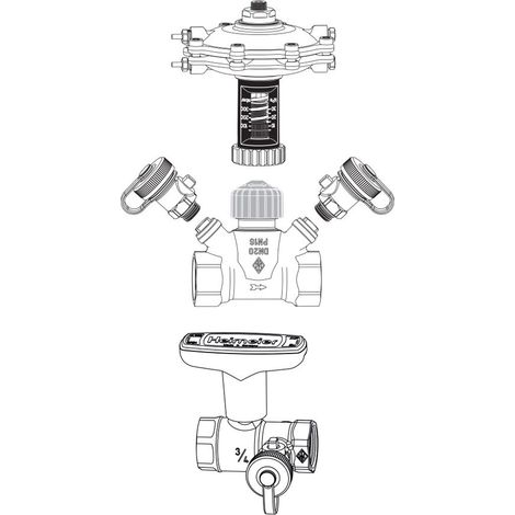 TA Differenzdruckregler TA-Multi Set 3 DN 20, mit Globo H, Entleerung, Rotguss, 5850-03.801