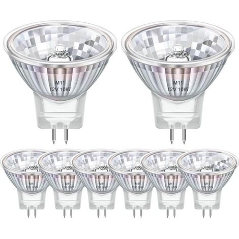 Pack de 8 Ampoule Halogene GU4 MR11 12V 10W, Ampoule Halogène MR11 2800k Blanc Chaud Dimmable, GU4 Halogene Pour Maison, Paysage, Encastré, Eclairage Sur Rail [Classe énergétique G] (1/5)