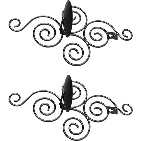 Lot de 2 bougeoirs muraux pliables de style européen en fer forgé à motif tourbillonnant, décoration intérieure noire (1/5)