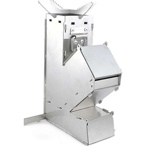 Réchaud de camping pliable en acier inoxydable, poêle à bois portable pour randonnée et pique-nique (1/5)