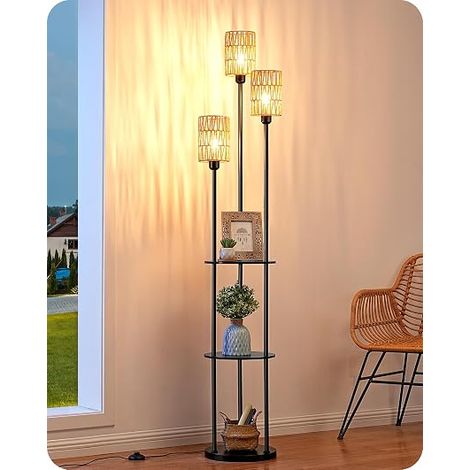 Floor Lamp for Living Room, 3 LED Lights with Shelf, Bohemia (1/5)