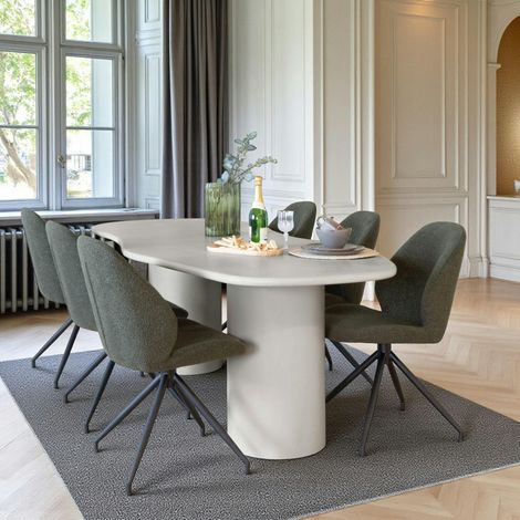 Table à manger moderne grise - organique, 200 cm ALBERTA (1/5)