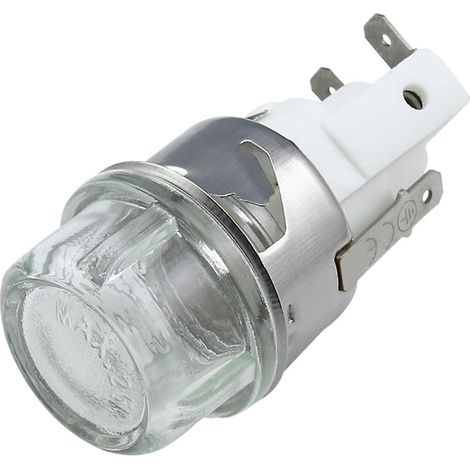 Lampe de four à culot céramique 25 W, ronde, pour tête plate en verre trempé, tension 25 W, angle plat (1/5)
