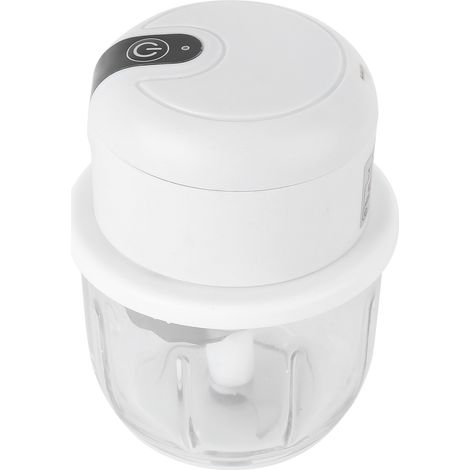 350 ml Wiederaufladbarer elektrischer Fleisch- und Knoblauchzerkleinerer, USB-Küchenmaschine (Modell ML-952, weißes Glas, eingebauter Akku) (1/5)