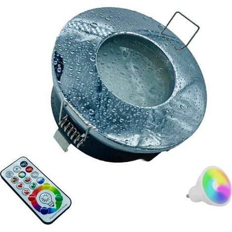 TRADE SHOP - Faretto A Led Da Incasso Per Bagno Box Doccia Lampada Rgbw 10w Gu10 Cromoterapia - Cromo (1/3)