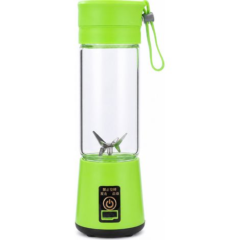 Blender Portable Électrique USB Rechargeable, Gobelet à Jus en Plastique Vert avec 2 Lames (1/5)