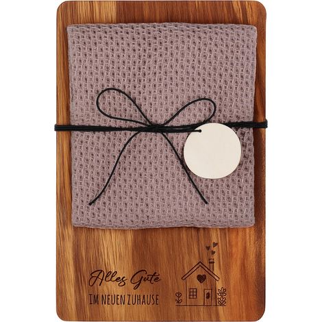 Cadeau de Pendaison de Crémaillère Planche à Découper en Bois Torchon Cuisine Coton Cadeau pour Nouvelle Maison Appartement Cérémonie Clôture (1/5)