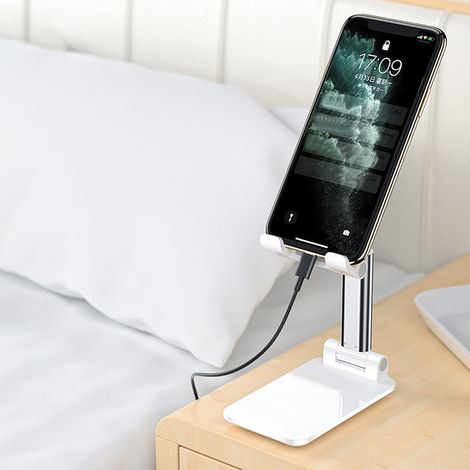 Support réglable et pliable pour téléphone et tablette, miroir de bureau blanc