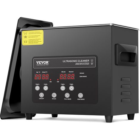 VEVOR Nettoyeur a Ultrasons Numerique 3 L, Machine de Nettoyage a Ultrasons 120 W, avec Mode Doux et Degazage Ameliore, avec Chauffage et Minuterie pour Prothese Dentaire, Bijoux, Outils, Noir