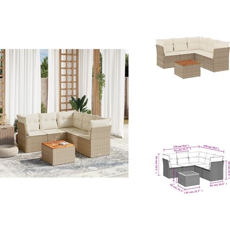 Salon de jardin avec coussins 6 pcs beige résine tressée - Salon De Jardin - Mobilier De Jardin - Salon Extérieur - Set De Salon - Résine Tressée (1/3)