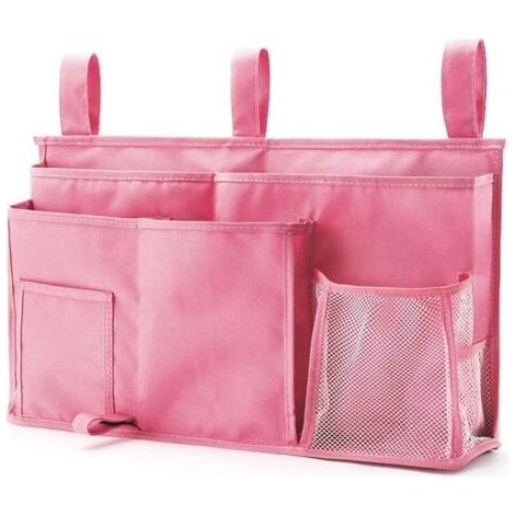 1 Sac de rangement pour lit superposé(Rose), sac de rangement pour lit suspendu, 8 poches, pour lit de chambre d'étudiant, lit d'hôpital, barreaux de lit pour bébé, 600D Oxford Cloth (1/5)