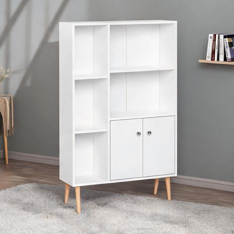 Meuble de rangement de bureau blanc en bois 80 x 235 x 123 cm (1/5)