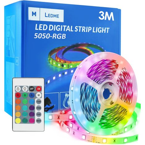 Pack Ruban LED 12V 5050 30L RGB - 3 mètres RGB - Ledme - LM2402 (1/3)