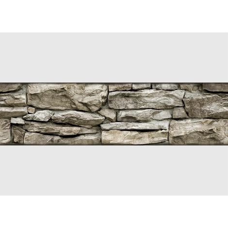 Frise auto-collante Murs en pierre de couleur gris