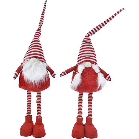 Coppia di Babbo Natale rosso grandi h125 Decorazione Natalizia Elegante Maschio e Femmina (1/4)