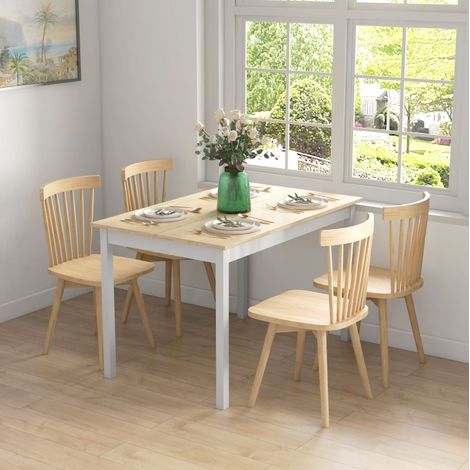 Table à manger 120 x 75 cm style campagne pour 4 personnes, pin naturel, REDOM (1/5)