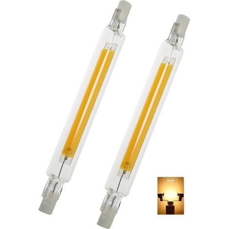R7S 118mm LED 10W Dimmable, White Warm 3000K , R7S J118 COB LED Linear Replace Pencil Halogen 40W 50W, for Wall light, set of 2[Classroom energy HAS+] (1/5)