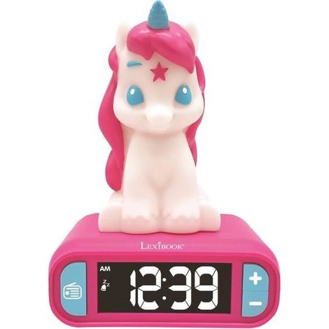 LEXIBOOK Digital Night Light Alarm Clock - Unicorn - 3D Light and Sound - White and Pink - Children's (1/5)
