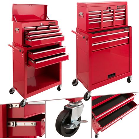 AREBOS Workshop Trolley Tool Trolley with 9 drawers Red