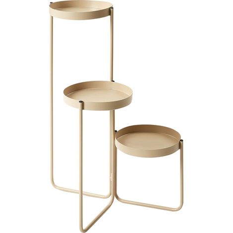 Portapiante per fiori rotondo in metallo beige 21 x 42 x 60 cm Fragaria (1/5)