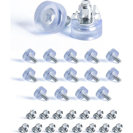 16 pcs M6 Transparent Pied Réglables à Base Ronde, Pied Vérin de Nivellement, Pied Meublede Mise à Niveau avec Écrou à Griffes, Pied Caoutchouc pour Table, Chaise, Armoire (1/5)