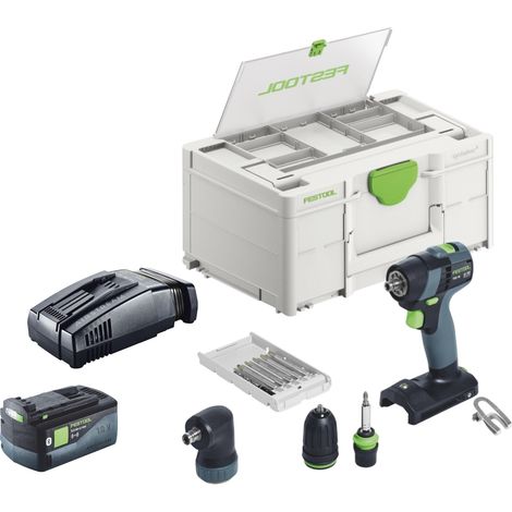 Festool TXS 18-Basic-Set Taladro atornillador a batería 18 V 40 Nm sin escobillas + 1x batería 5,0 Ah + cargador rápido + Systainer (1/5)