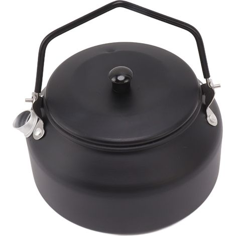 Bouilloire Camping 0.9L Noir Mat - Alliage Aluminium, Portable pour Randonnée, Pique-nique et Voyage (1/5)
