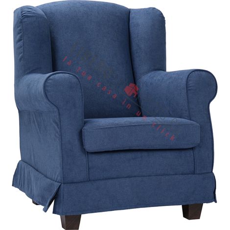 Poltrona imbottita BERGERE in tessuto sfoderabile Blu (1/5)