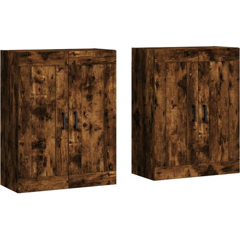 Lot de 2 Armoires De Chambre - Armoires murales chêne fumé bois d'ingénierie fr9998 - Maison La Vie (1/5)