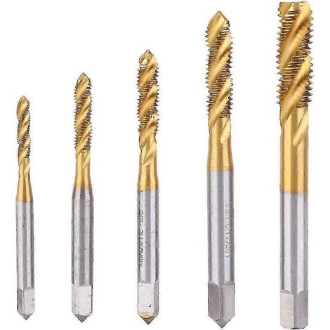 Kit de 5 tarauds à goujure M3-M8 en acier rapide (HSS) plaqué titane (1/3)