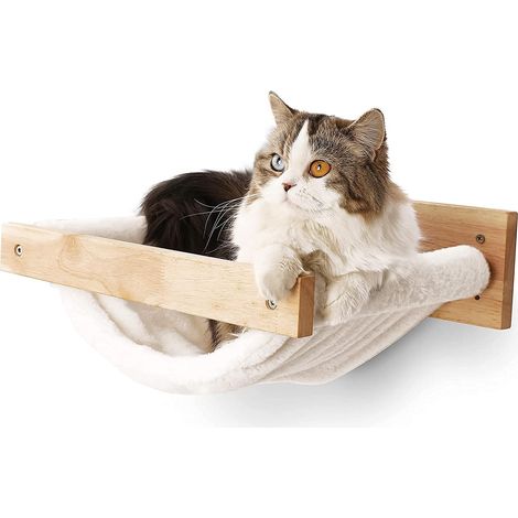 Hamac pour Chat Mural Grande Étagère pour Chat – Lits et Perchoirs Modernes – Meubles de Qualité Supérieure pour Dormir, Jouer– Peut Contenir Facilement Jusqu'à 18,1 kg en Flanelle Blanche (1/5)
