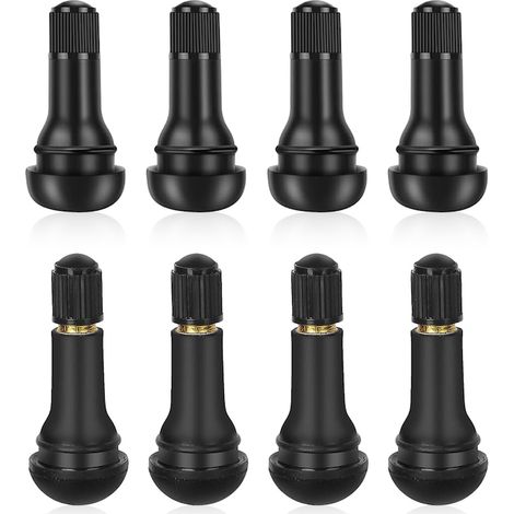 Set de 8 valves de pneu TR413 en caoutchouc et aluminium, valves universelles haute durabilité pour véhicule (1/4)